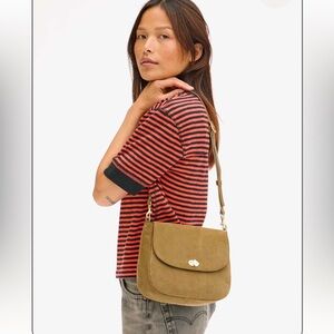 Clare V Turnlock  Louis Crossbody Oat Suede
